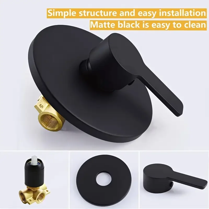 Elegant Black Wall-Mounted Dual Function Shower Faucet with "H" and "C" Labels - Classic Style, Copper Material,