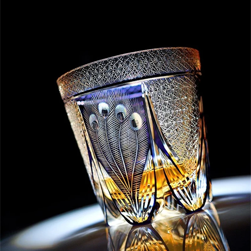 Peacock Kiriko Glass