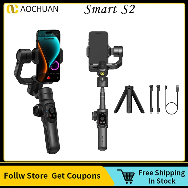 

AOCHUAN Smart S2 3-Axis Gimbal Stabilizer Professional Industry-Standard with Extendable Rod For iPhone and Android