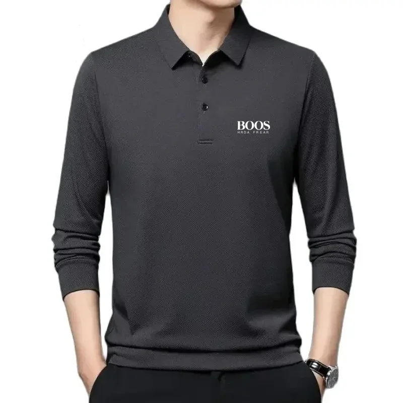 Embroidered Pure Cotton Shirt Men's Long Sleeved Lapel Casual Top Spring and Autumn
