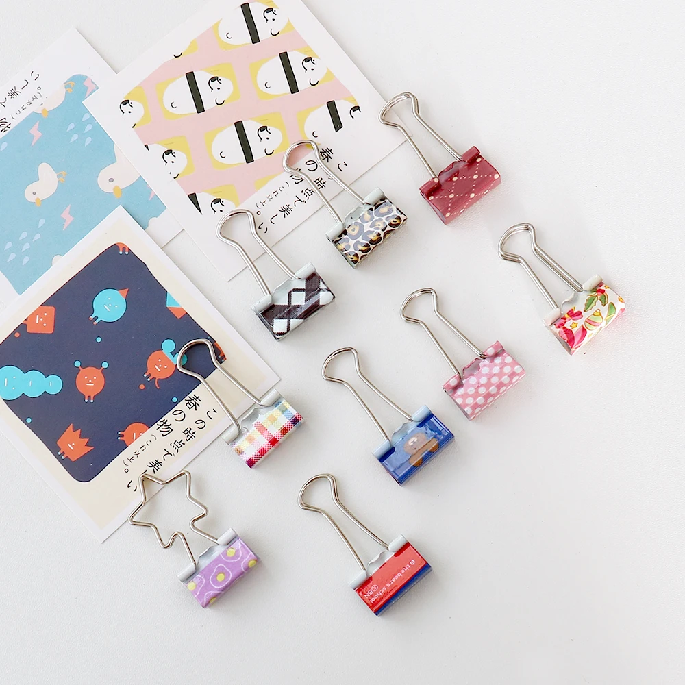 Office Supplies Binder Clips 30Pcs 19mm Color Printing Trumpet Dovetail Bills Clip binder clips