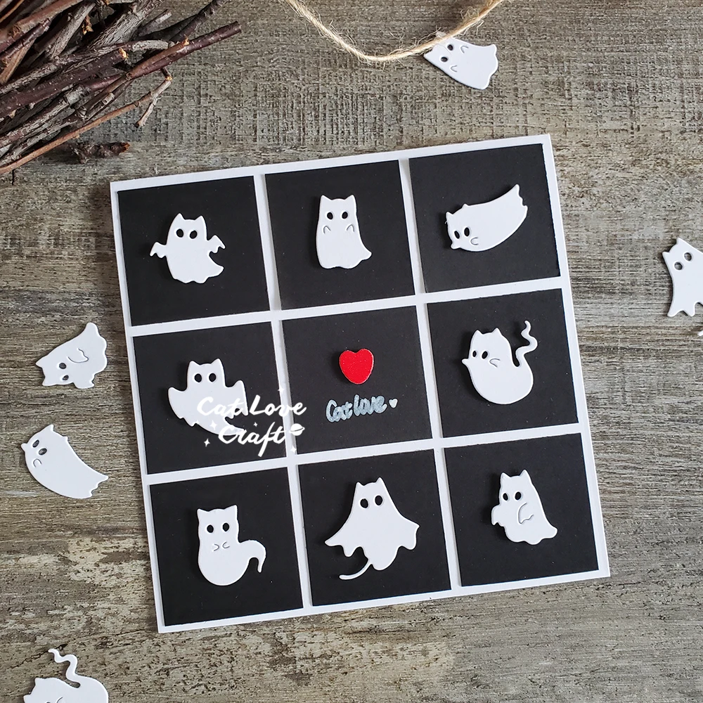 Catlove 할로윈 고양이 유령 금속 절단 다이 스크랩북 스텐실 다이 컷 카드 만들기 DIY 공예 엠보싱 새로운 다이