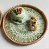 Korean Handmade Rattan Round Shell Tray Household Cake Bread Breakfast Basket Snacks Dried Fruit Plate Home Decoration Ornaments 2
