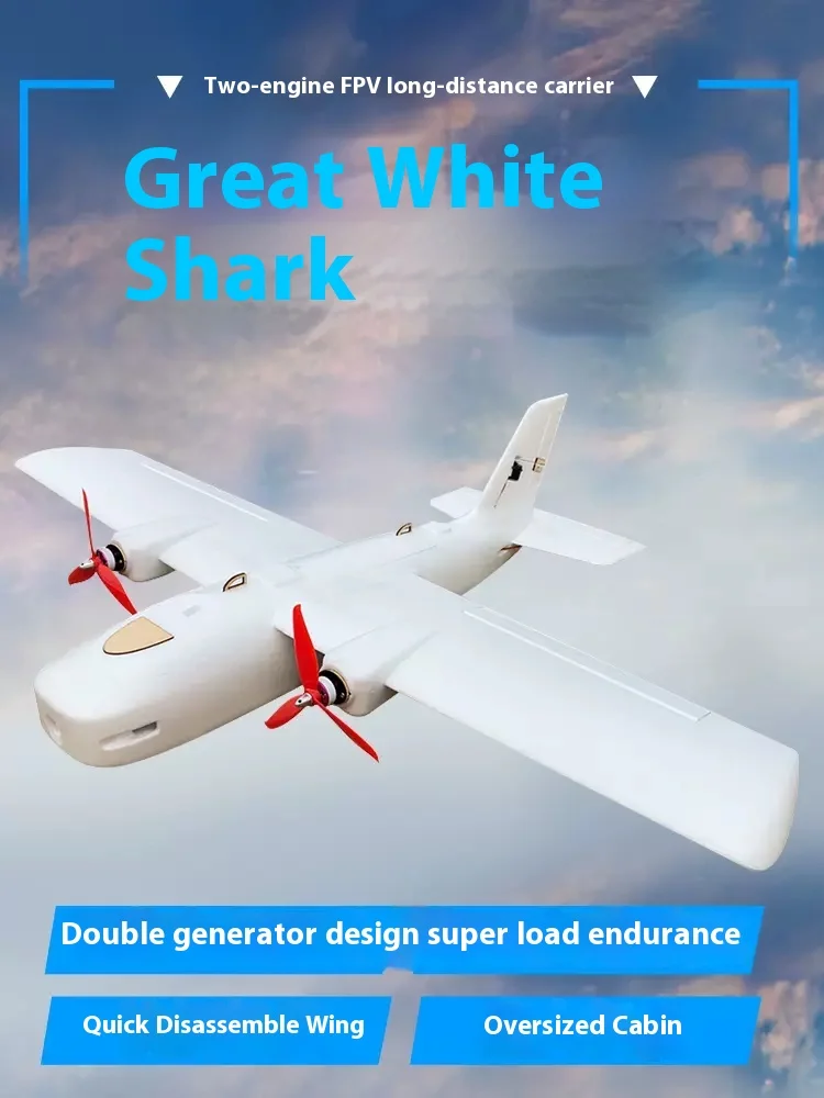 Great White Shark Dual Engine Fpv Long Range Fixed Wing Aircraft Aerial Photography Portable And Drop Resistant 2