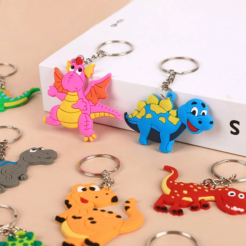 12pcs Cartoon Dinosaur Keychains Kids Boy Girl Birthday Party Favors Gift for Guests Pinata Fillers Boy Girl Backpack Pendants