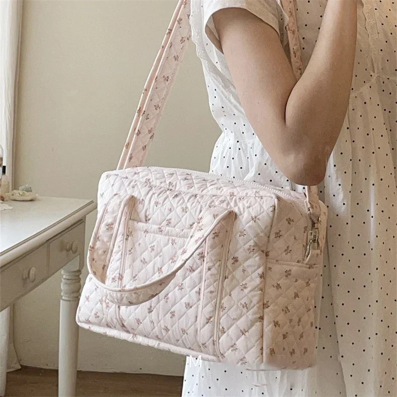 Cotton Quilted Floral Shoulder Bag for Women