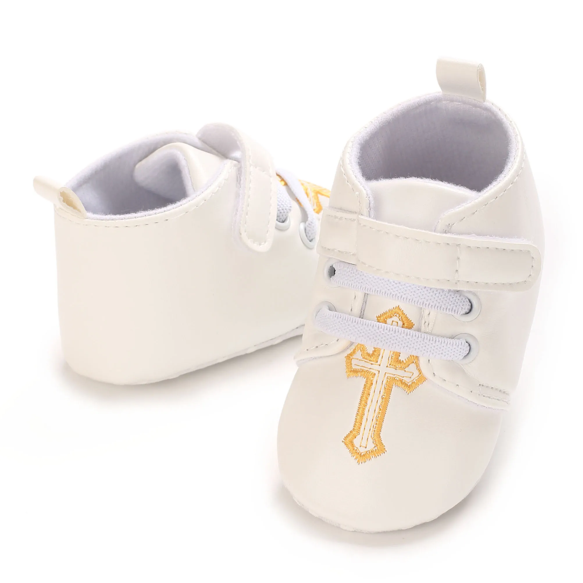 【Best SKU活动价 Guaranteed】 Soft Sole Non-Slip Walking Shoes 0-18 Months Baby's First Baptist Shoe: Newborn Boys and Girls' White Baptist Shoes.