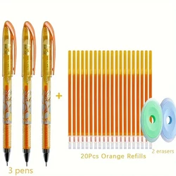 Vibrant Erasable Gel Pen Set - 6 Color Ink, Washable, Smooth Writing Stationery Supplies (Orange set)