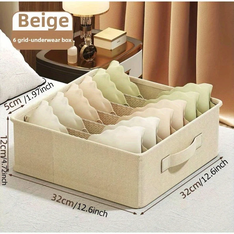 Home Furnishing underpants socks Storage and organizing box grid fabric art Storage drawer style Underwear storage box 4