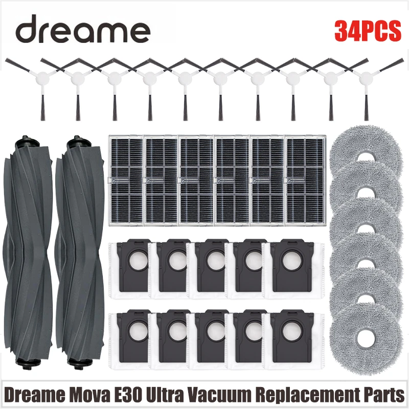 Dreame Mova E30 Ultra Vacuum Replacement Parts Main Tricut Roller Side Brush Hepa Filter Mop Cloth Dust Bag Accessories vacuum cleaner accessories