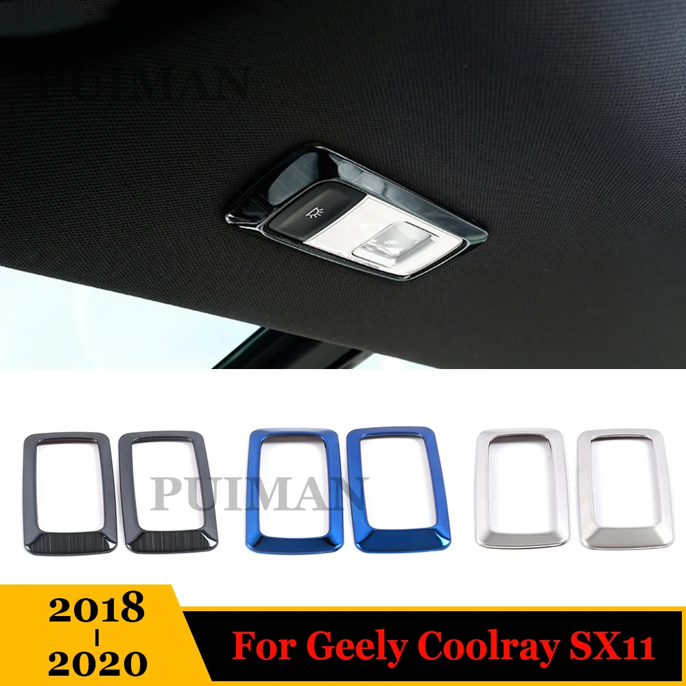 

Stainless steel Interior Styling Car Rear reading lights cover decoration Accessories 2pcs For Geely Coolray SX11 2018 2019 2020
