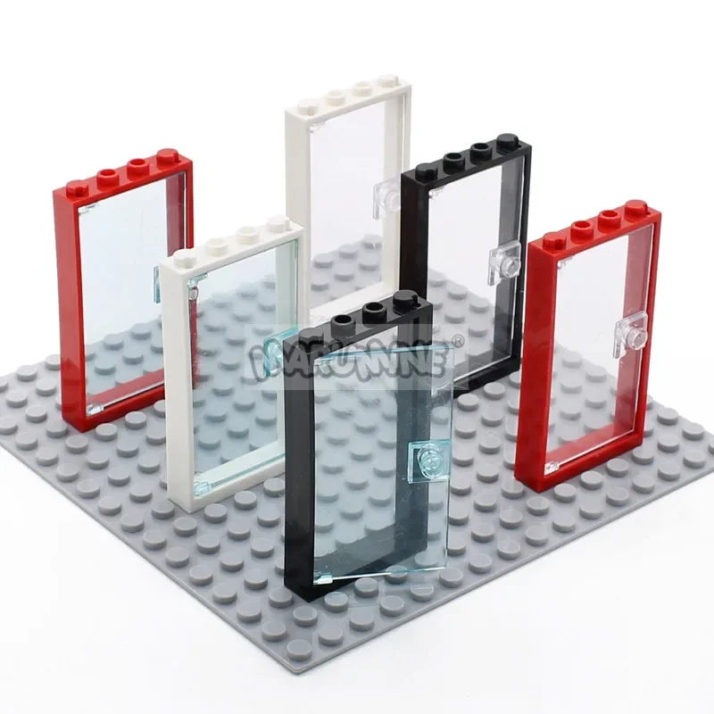 Marumine 60616 Window Door Frame 1x4x6 Building Blocks 60596 MOC Parts with Glass Toys for Children House City Compatible Brick 4