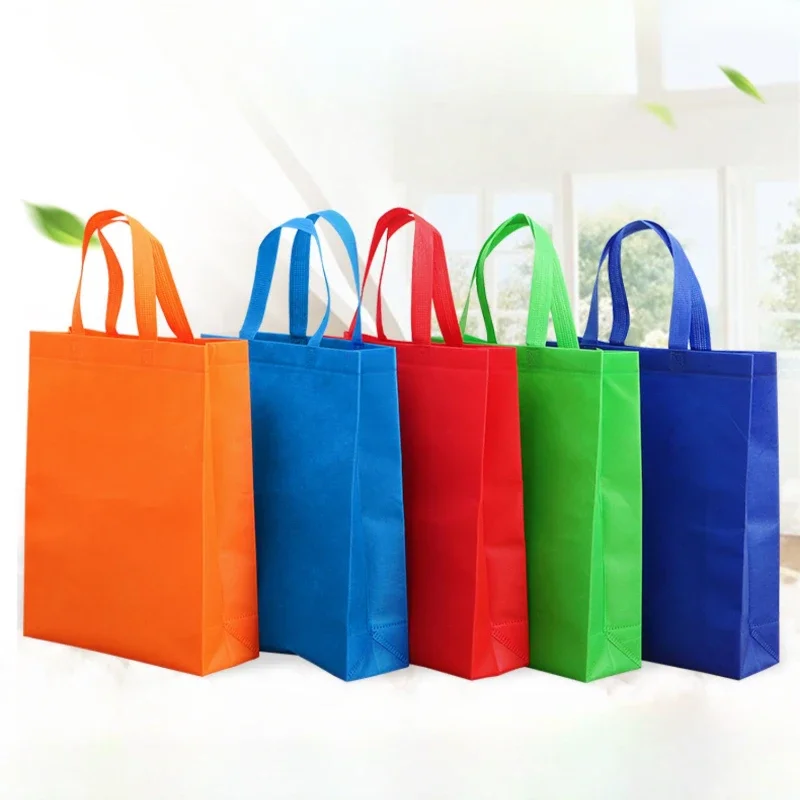 50pcs Non-woven Fabric Handbag Colour Blank Strong Portable Transverse Vertical Version Clothing Shopping Bags Gift Packing Bag 5