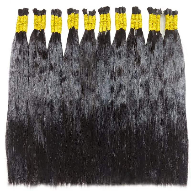 Wholesale Human Hair For Braiding Straight Indian Hair Vendor Virgin Bundles No weft Natural Hair Bulk 100% Human Hair Extension 5