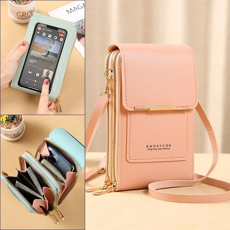 Women's Small Cross-Body Phone Bag PU Leather Mobile Cell Phone Holder  Pocket Purse Wallet Sling