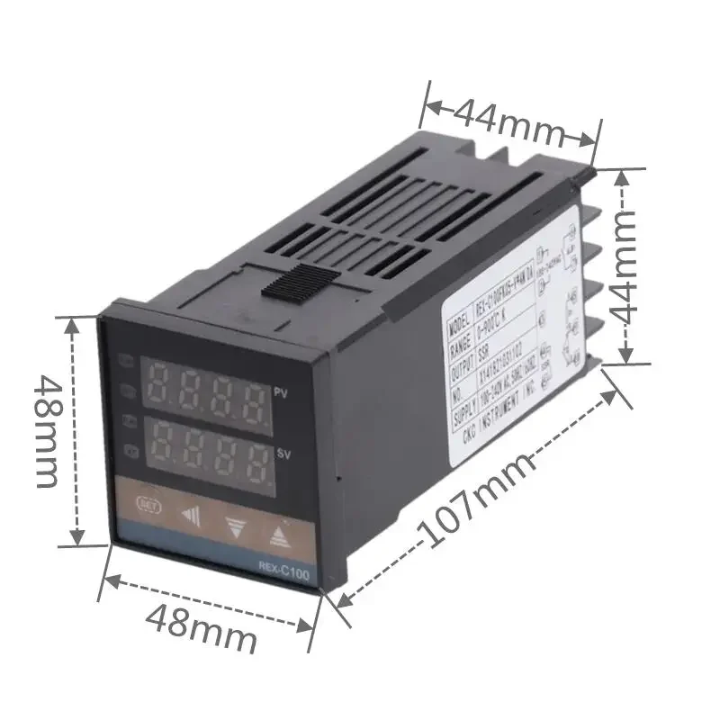 PID REX-C100 온도 컨트롤러 범위, 100-240VAC, 0-900C SSR40A K 열전대, PID 컨트롤러 세트 및 방열판