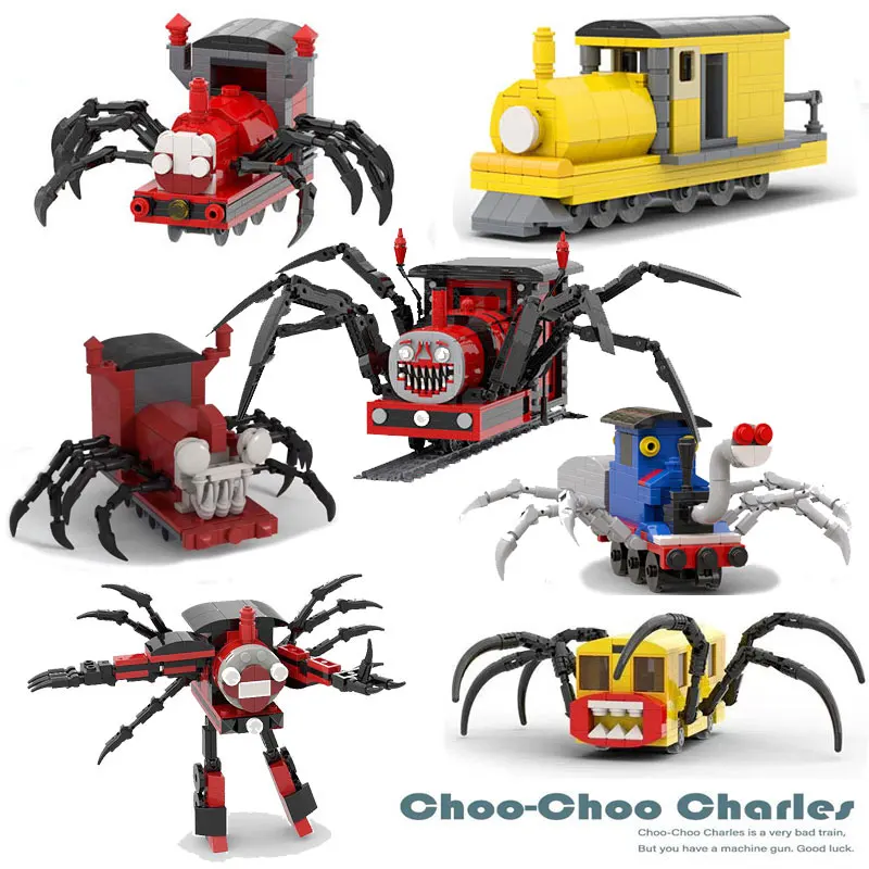 Novo jogo de terror choo-choo charles bloco de construção pequeno trem  ônibus jantar brinquedo dos desenhos animados personagem edifício bloco  cidade brinquedo compatível - AliExpress