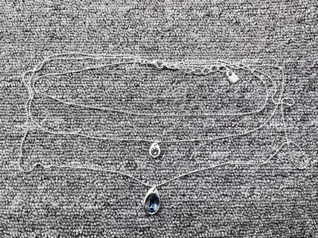 

European and American high-quality fashion electroplating 925 Silver Color blue zircon pendant necklace jewelry gifts