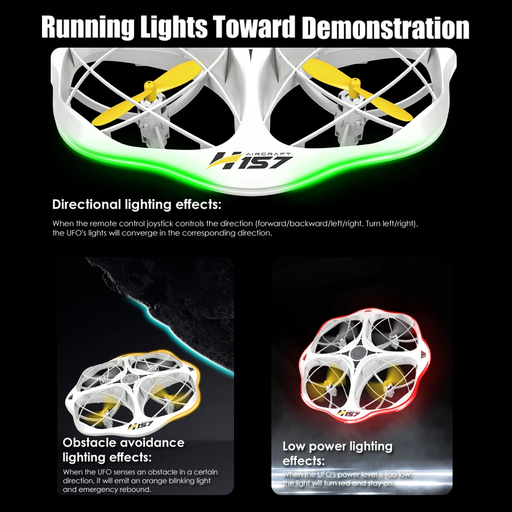 H157 Mini Drone Dron Dual Control Quadcopter Cool LED Pocket UFO Small Gesture Remote Control Aircraft Plane Obstacle Avoidance 5