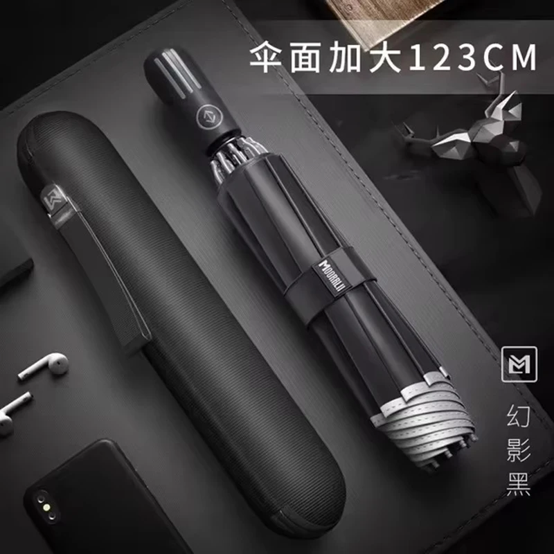 New Big Automatic Man Folding Umbrella Reinforced Luxury Inverted Parasol Umbrella Lightweight Parapluie Rain Gear