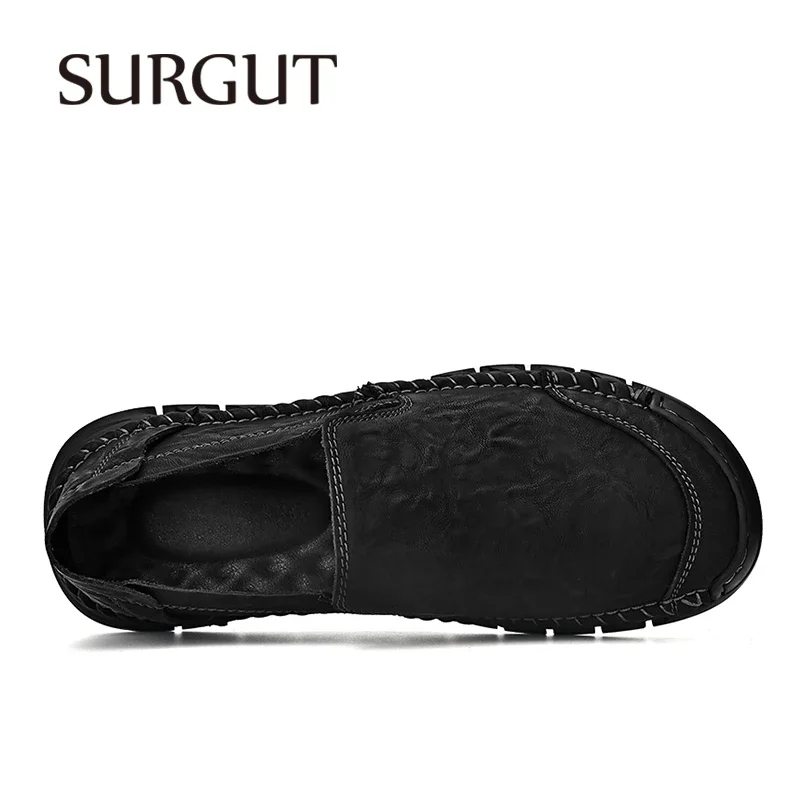 SURGUT Luxury Brand Men Casual Shoes Men Leather Handmade Breathable Slip On Moccasins Flat Classic Driving Shoes Walk Shose 2