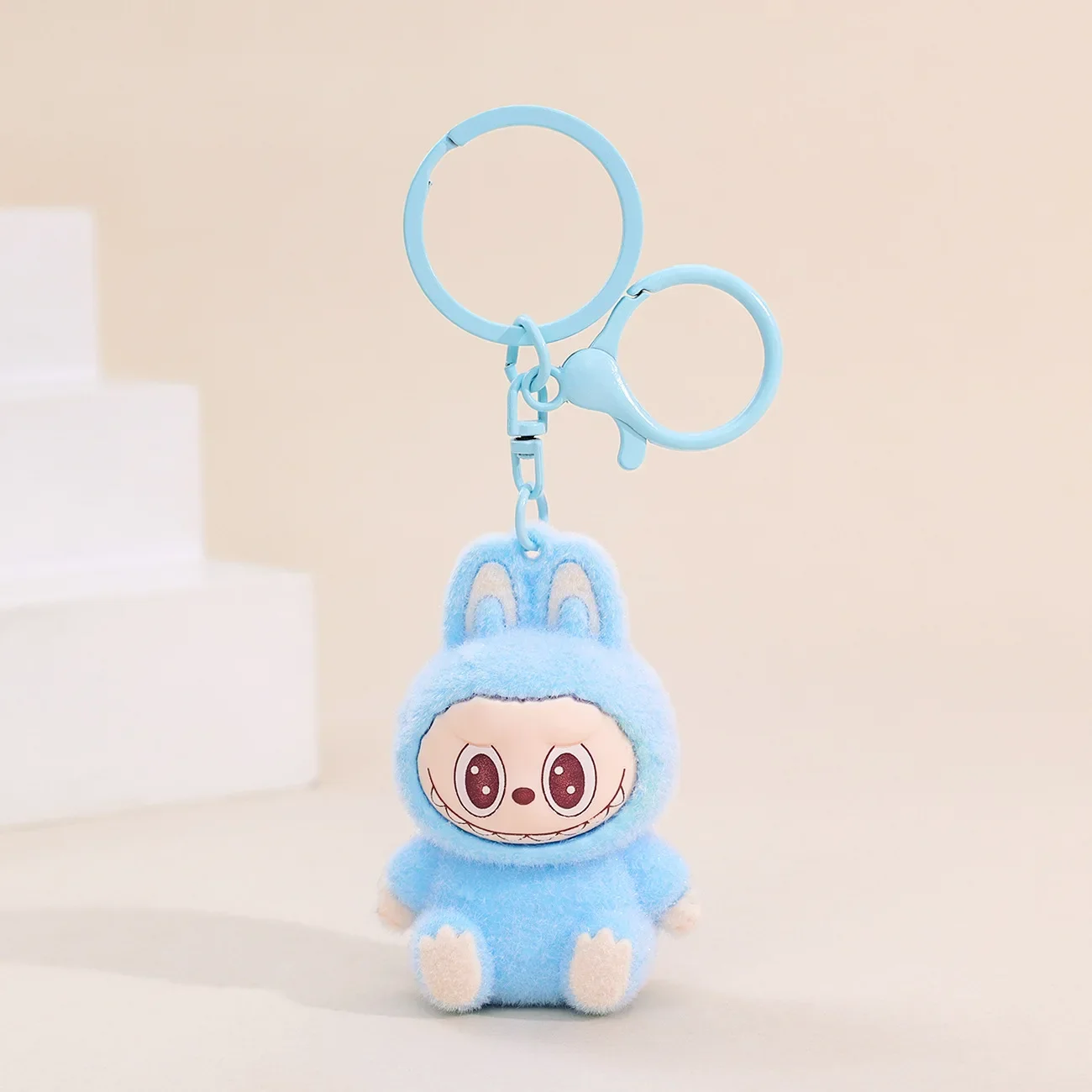 Sitting Labubu Doll Anime Keychain Mobile Phone Keychain Phone Keychain Key Chains External Implantation Fluff Pvc Toy Phone Ornaments Bag Charms Car Key