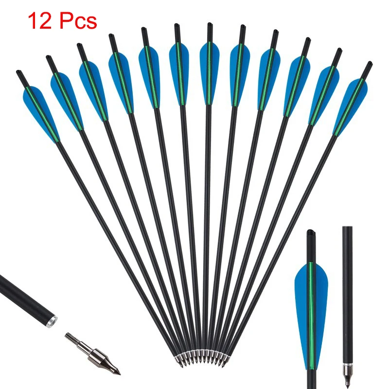 Carbon Crossbow Arrows with Half Moon Nock and Broadheads - Available in Sets of 6, 12, or 24