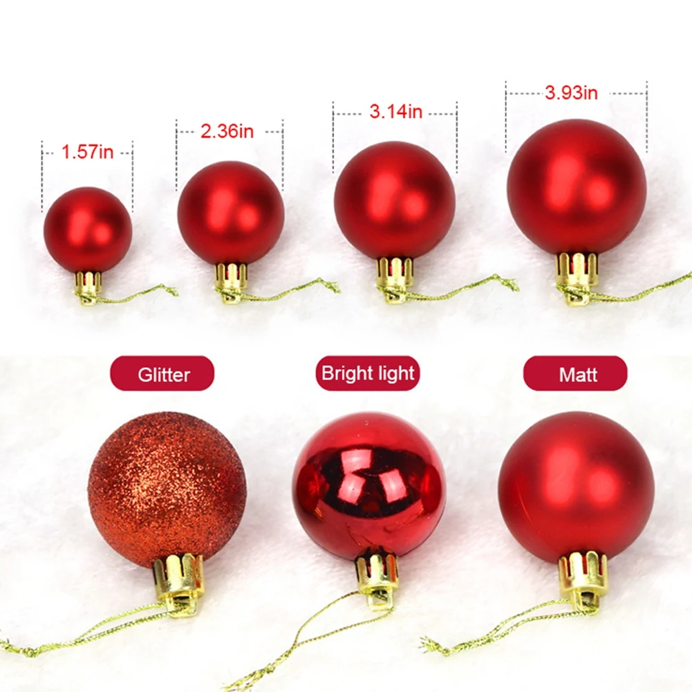 Description Picture 2 of itemColored Christmas Balls Decoration Living Room Garden Ornaments Mini Glitter Ball Door Wall Xmas Tree Decor Supplies 24 Pack Set
