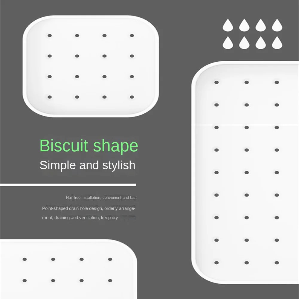 Simple Style Punch-free Shower Shelf  Drainable Wall-mounted Storage Holder Wash Supplies Storage Rack Bathroom Accessories 6