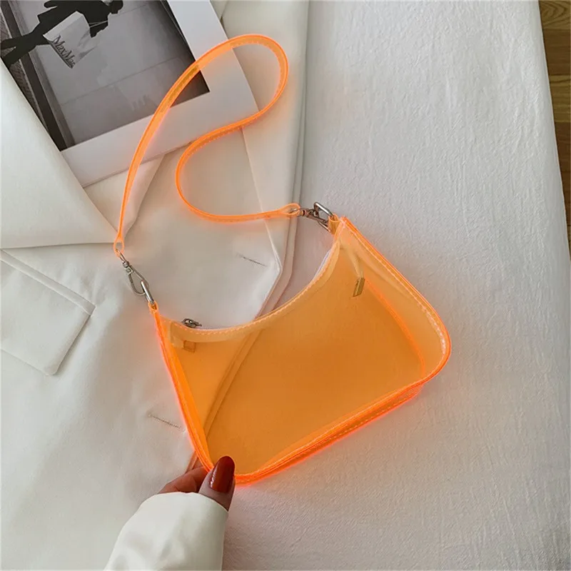 Clear Jelly Shoulder Bag For Women, Y2K Small Zipper Underarm Purses & Fashion Handbag 7