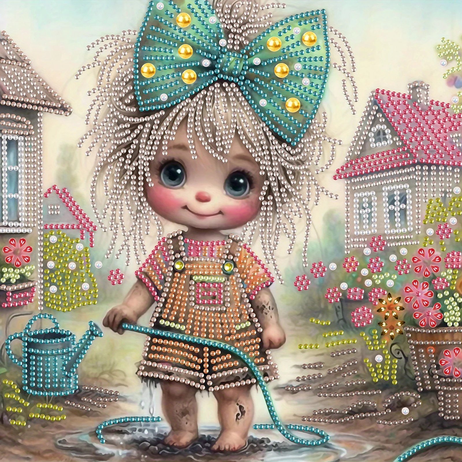 DIY Bow girl 5D Special Shape Diamond Art Kits for Beginners,Diamond Art Painting Kits for Home Wall Decoration Gift