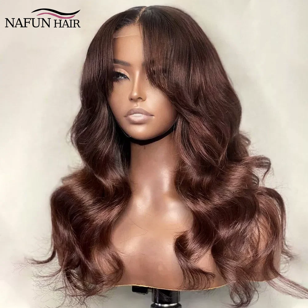 Human Hair Wig Lace Front Wig Human Hair Wigs Front Lace Wig Chocolate Brown 13x4 13x6 Transparent Body Wave Pre Plucked 360 Lace Frontal For Women