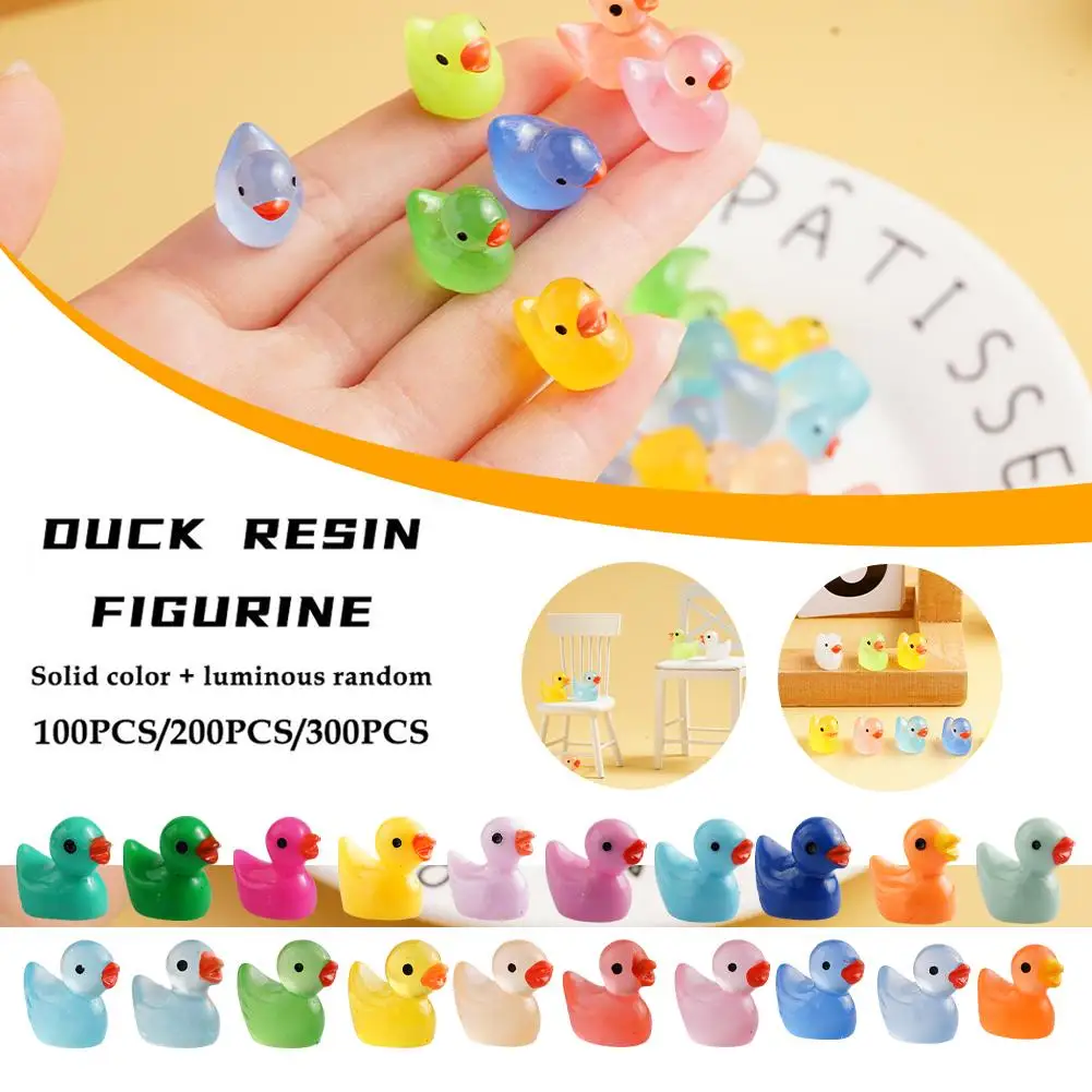 

100/200/300pcs Mini Resin Duck Figurine Luminous Outdoor Patio Lawn Yard Garden Landscape Decoration Accessories