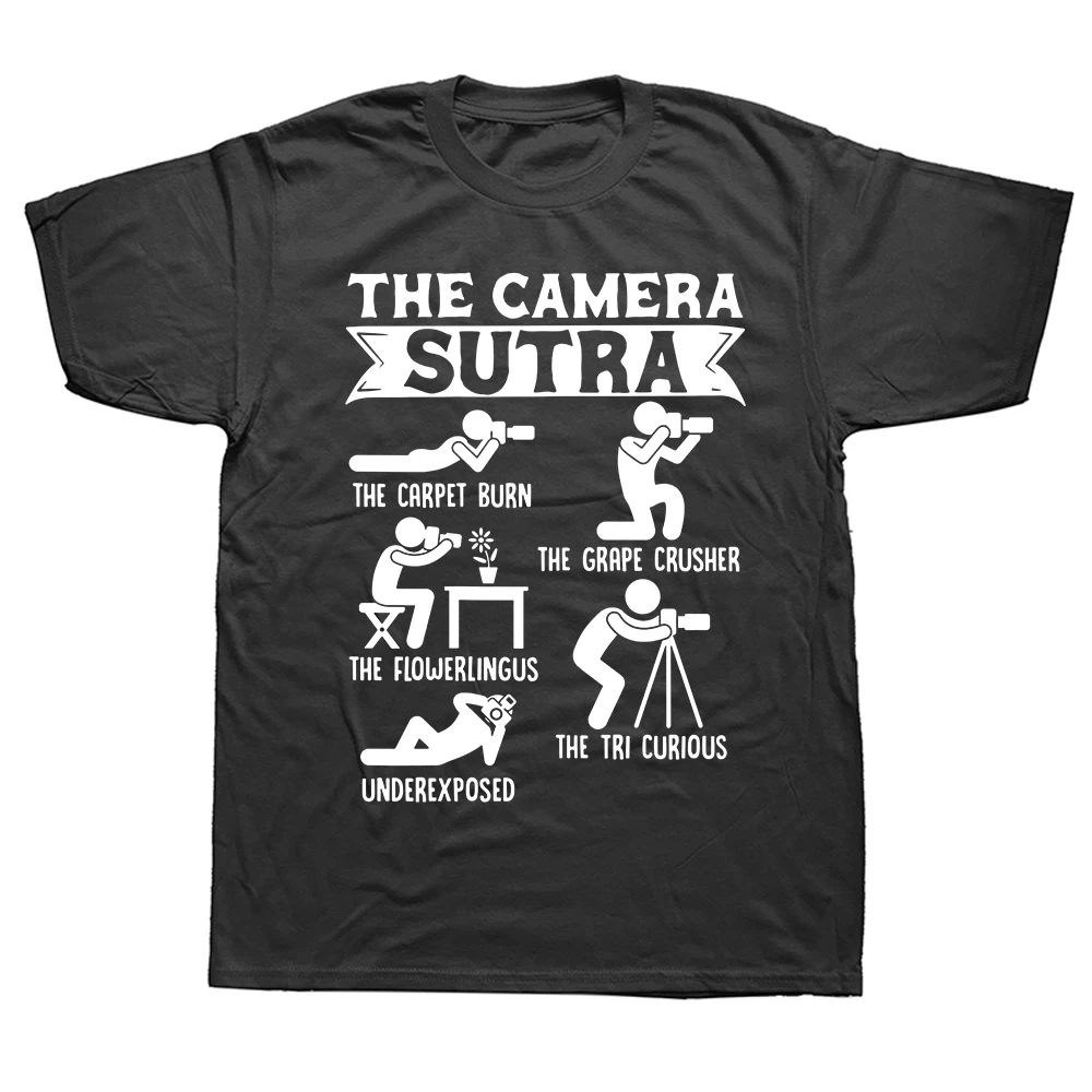 Camera Sutra Lustiges Fotografen-Posen-Fotografie-Streetwear-T-Shirt Humor-T-Shirt Locker Sitzende Kleidung für Männer und Frauen Kurzarm