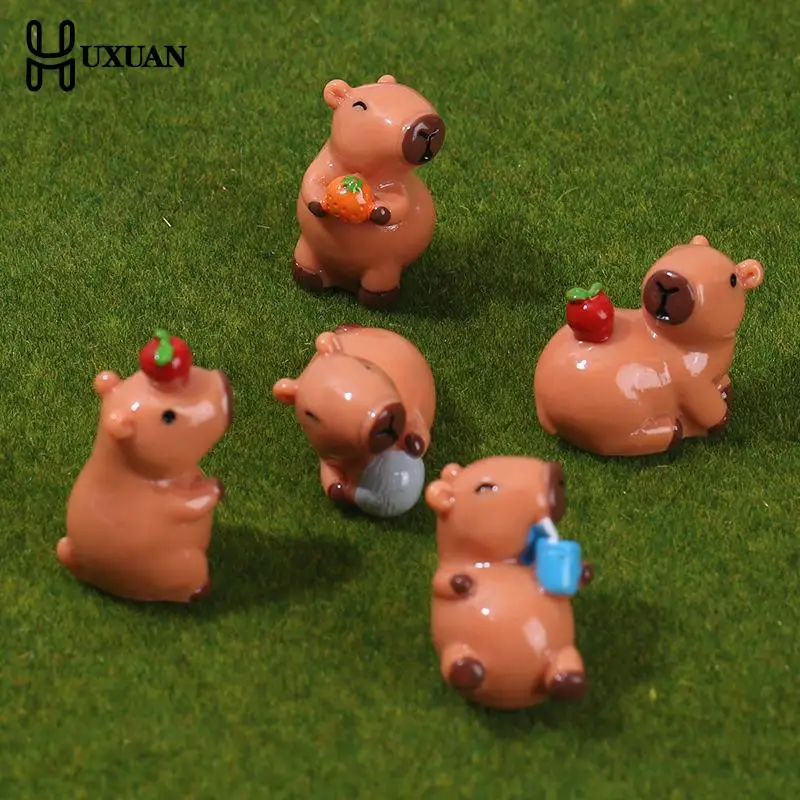1Pcs Cartoon Capybara Ornament Cute Miniature Animal Ornaments For Micro Landscape Craft Decorations