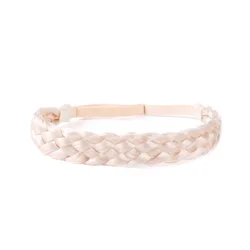 Braided Women's Elastic Hair Headband - Adjustable Synthetic Hair Accessory (White)