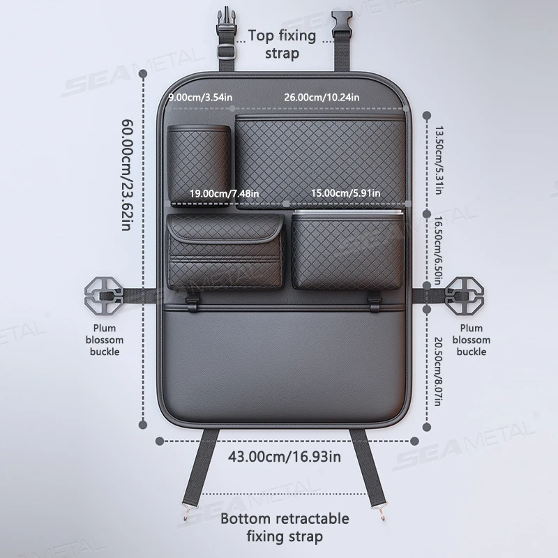 Premium PU Car Seat Back Organizer Storage Bag
