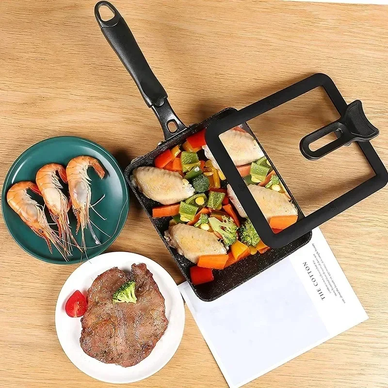 Japonský omeleta kotlík / tamagoyaki kotlík, non-stick obdélník mini vejce fritovací kotlík - volitelné kryt & stěrky / aluminium slitina