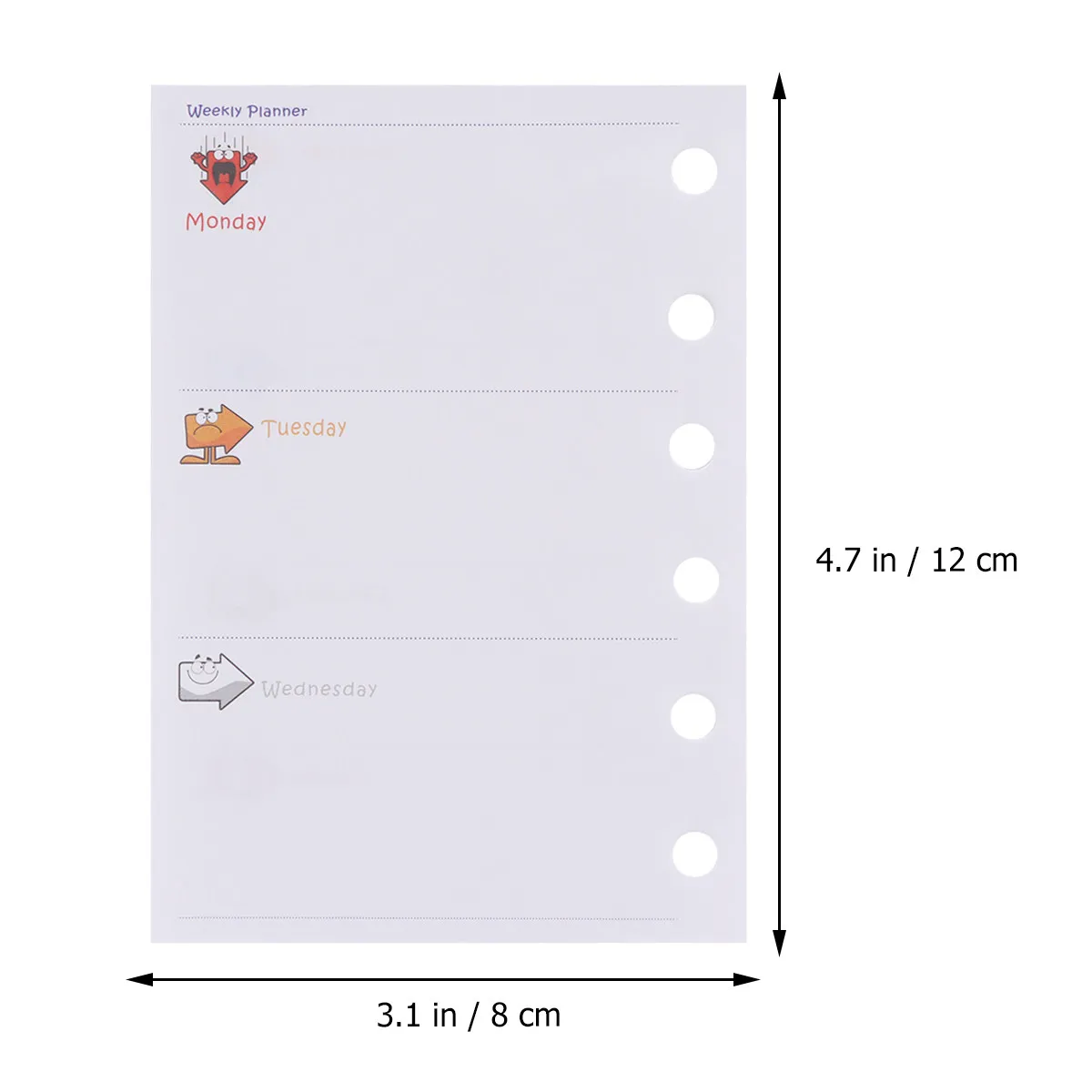 3개입 A7 루즈리프 리필 용지 6링 바인더 속지 교체용 코어 시트, 필기, 저널링, 노트, 플래너용