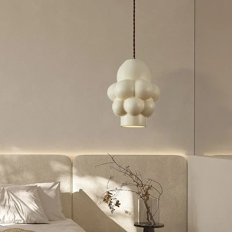 French Creamy Wind Kitchen LED Chandelier Nordic Room Decor Wabi Sabi Dining Table Bar Bedroom Cloakroom Home Pendant Light