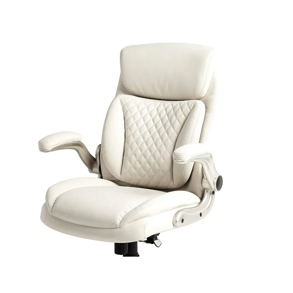 Ergonomic Executive Office Desk Chair with Flip-up Armrests, Adjustable Height, Tilt and Lumbar Support, Grey Bonded Leather 4