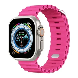 Premium Ocean Silicone Watch Strap - Durable Bracelet Wristband - 42 44 45 46 49mm (Hot Pink)