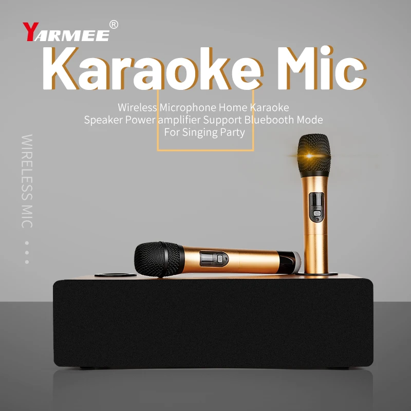 YARMEE Professional Echo Wireless Karaoke Singing System include 2Channel Microphone Bluetooth Speaker Amplifier For Home KTV