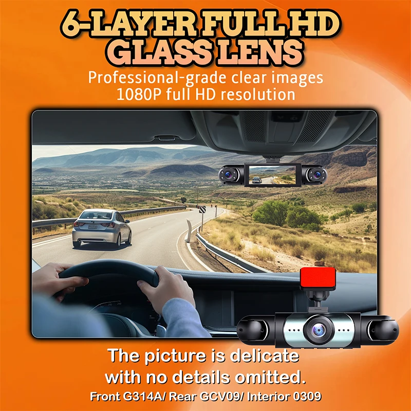 Dash Cam for Car 3/4 Channels Video Recorder 1080P Car DVR  Front inside Rotatable and Rear View Night Vision Car accessory