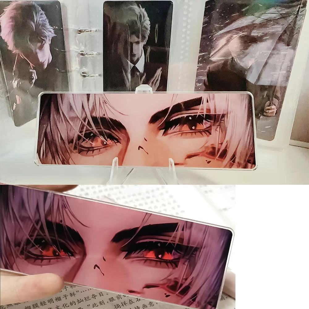 Game Love and Deepspace Acrylic Sylus Eyes Reflective Card Cosplay Cartoon Eye Strip Change Cards Raster Card Bookmark Xmas Gift anime cosplay props