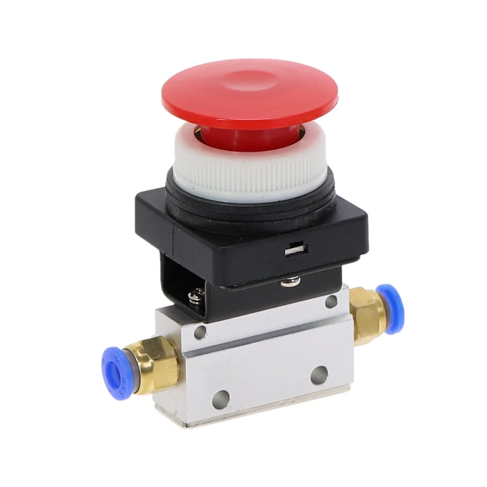 

1pcs MOV-03APPL 1/8" PT Thread Three Way Two Position Red Mushroomhead Pneumatic Valve w Fittings