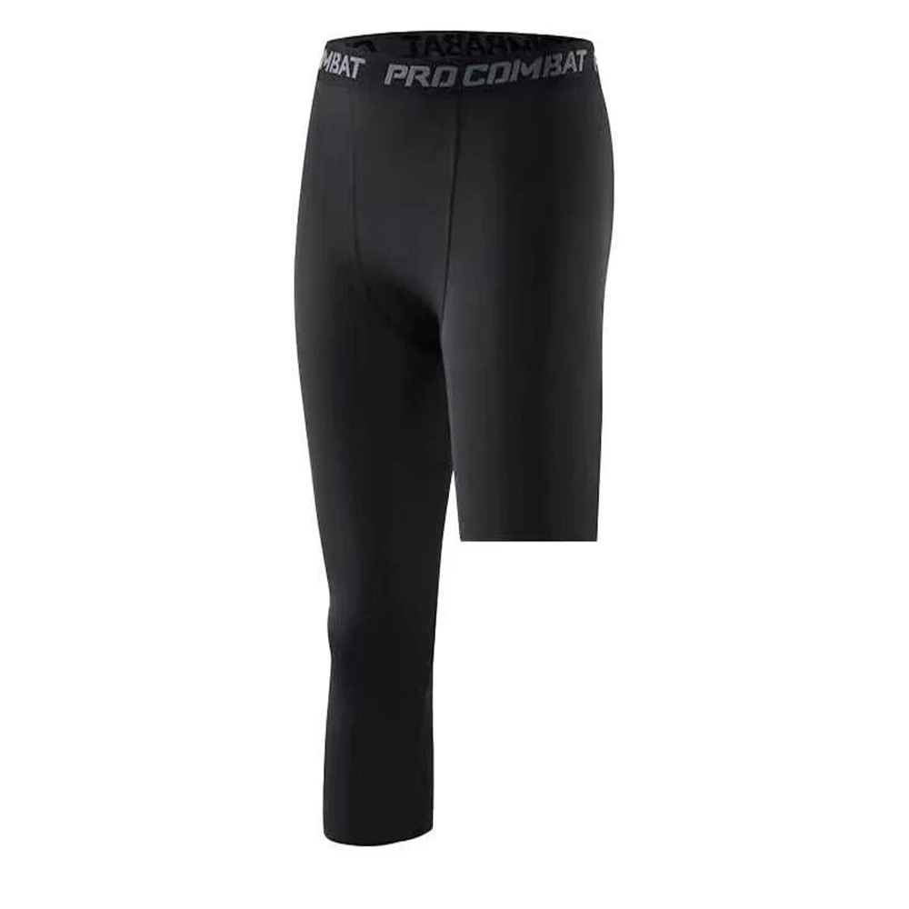 Fashion Men Base Layer Exercise Trousers Compression Running Tight Sport Cropped One Leg Leggings Basketball Football Yoga Pants