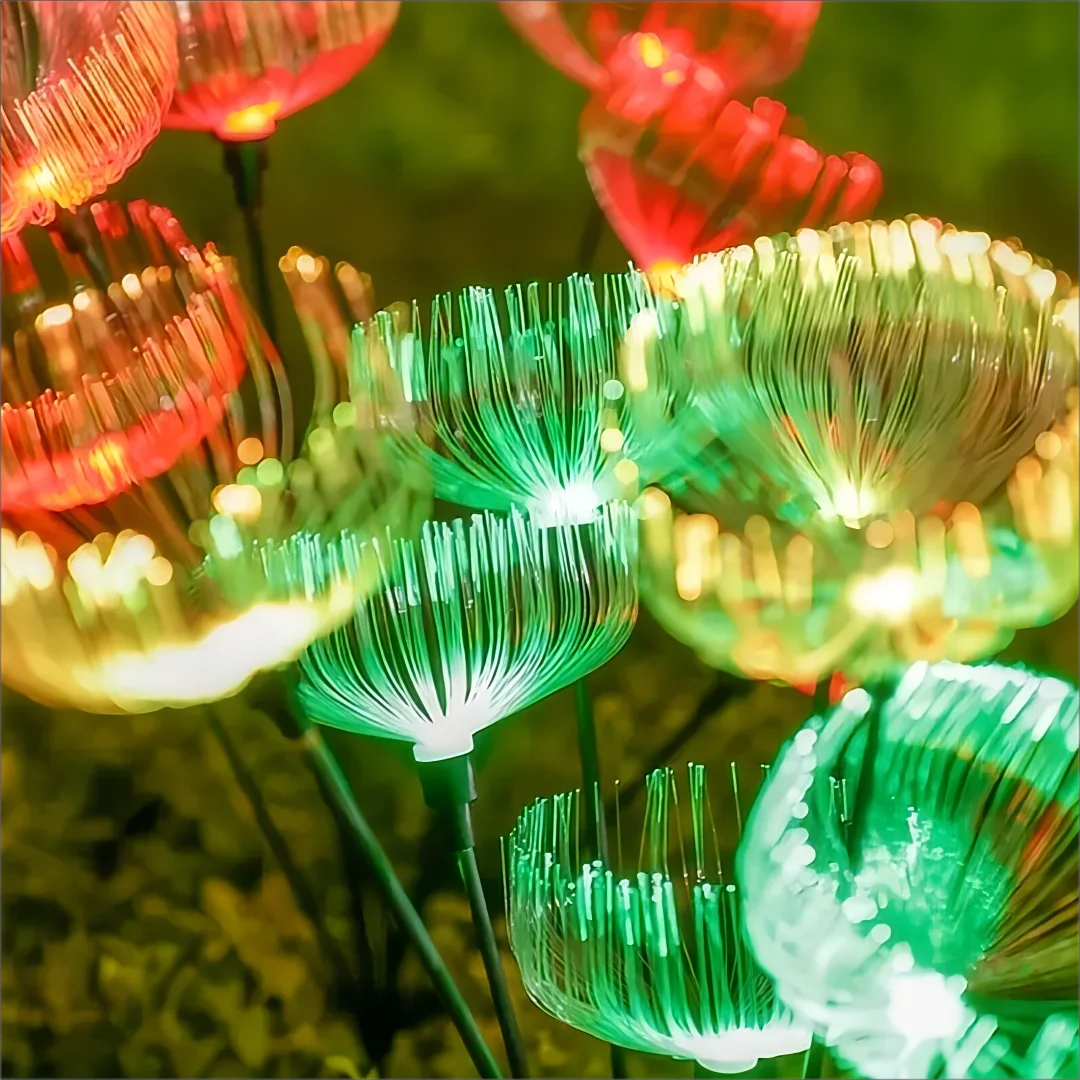 2pcs Outdoor Solar Jellyfish Light, Solar Pathway Lights Outdoor, Fiber Optic LED, Courtyard, Garden, Villa, Lawn, Waterproof, C
