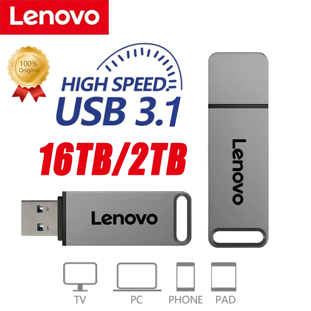 Lenovo Original Usb 3.1 Flash Drive 16Tb Pen Drive Di Trasferimento Ad Alta Velocità 2Tb Dispositivi Di Archiviazione Impermeabili Di Grande Capacità 