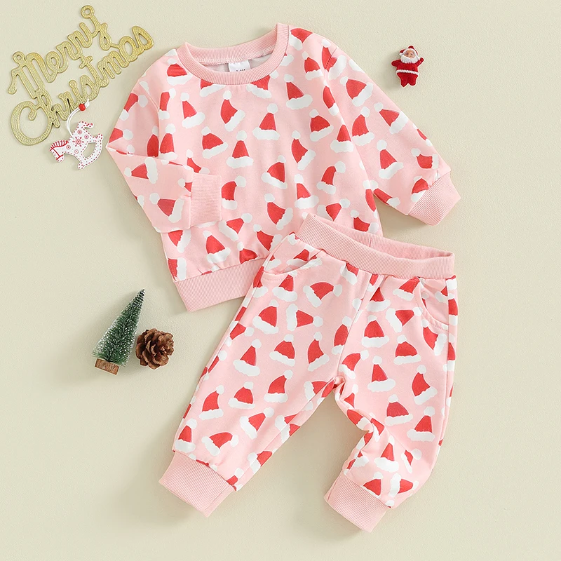 

CHQCDarlys Toddler Baby Boy Girl Christmas Outfits Long Sleeve Round Neck Sweatshirt and Pants Set Cute Fall Winter Clothes